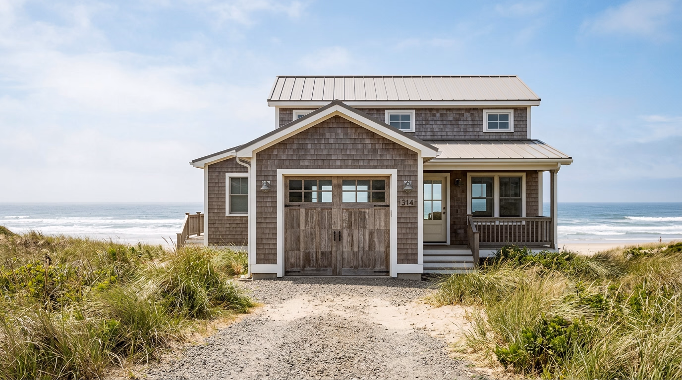Well-maintained garage door on a coastal New Jersey home resisting salt air corrosion