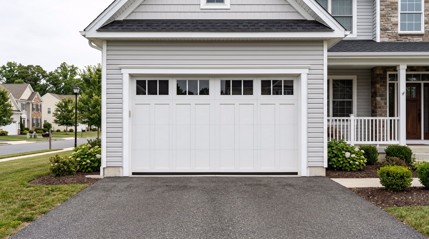 Garage door with safety features on an Atlantic County residential home